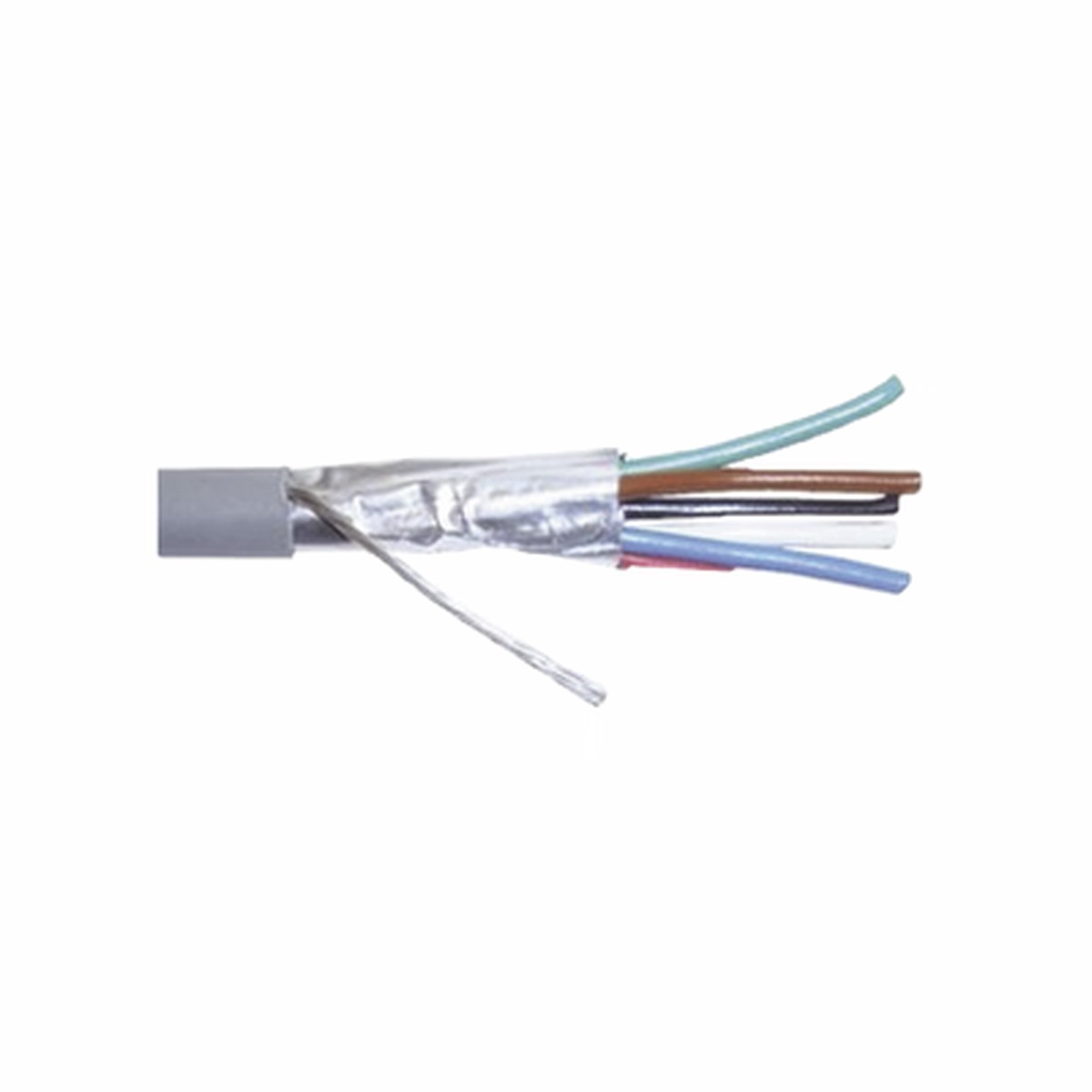 Cable Calibre 22, CMR, 6 Conductores, Blindado, 305 Metros (1000 Pies), Color Gris