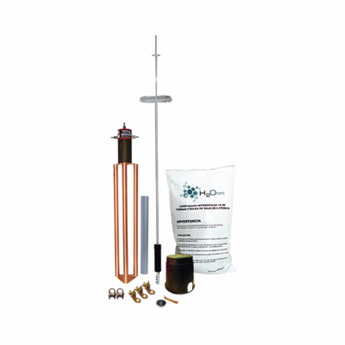 Kit de Pararrayo para Torre o Poste tipo Dipolo Corona con Electrodo y Accesorios de instalacin.