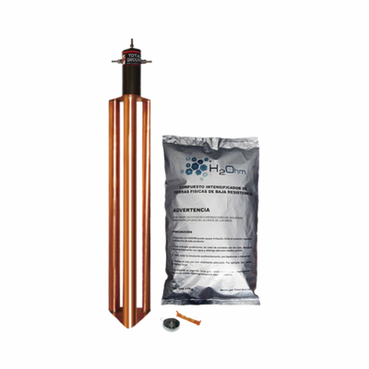Kit de Puesta a Tierra de 100 Amperes con Electrodo, Filtro y Compuesto H2Ohm.