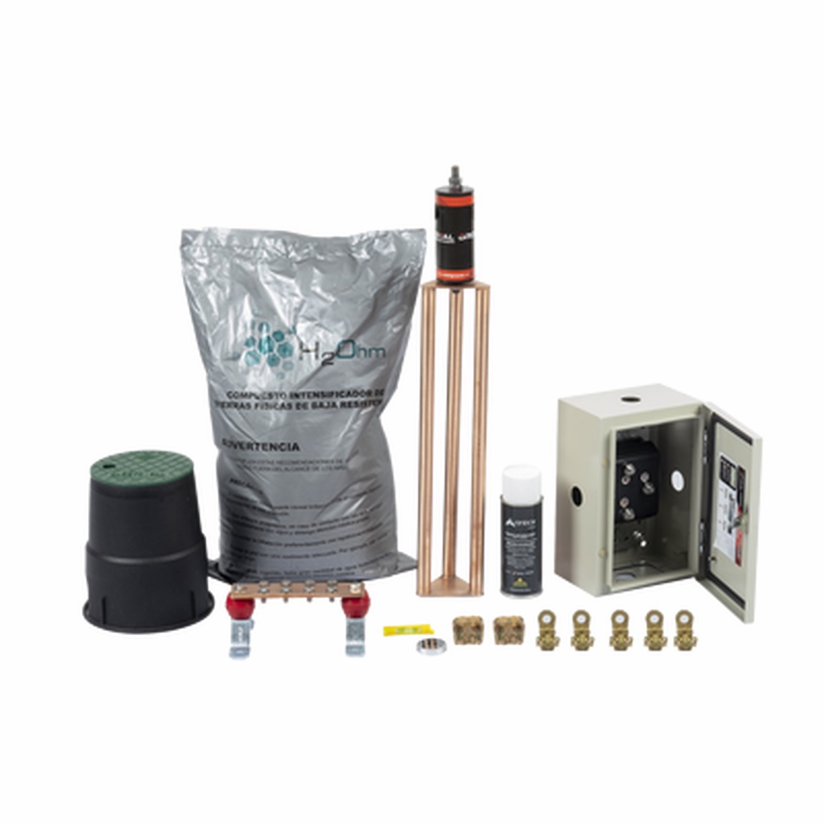 Kit de tierra fsica modelo TG70K con Electrodo Magnetoactivo y Accesorios de Instalacin, capacidad: 70 AMP