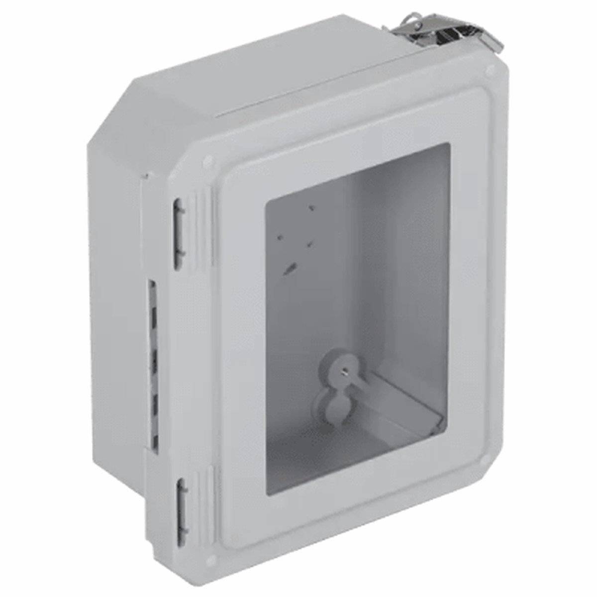 Caja Impermeable De Fibra De Vidrio, 8.77" (22.27cm) Alto x 6.77" (17.19cm) Ancho x 4.06" (10.31cm), Con Ventanilla, Listado UL/cUL, Hecho En EE.UU, Serie EnviroArmour