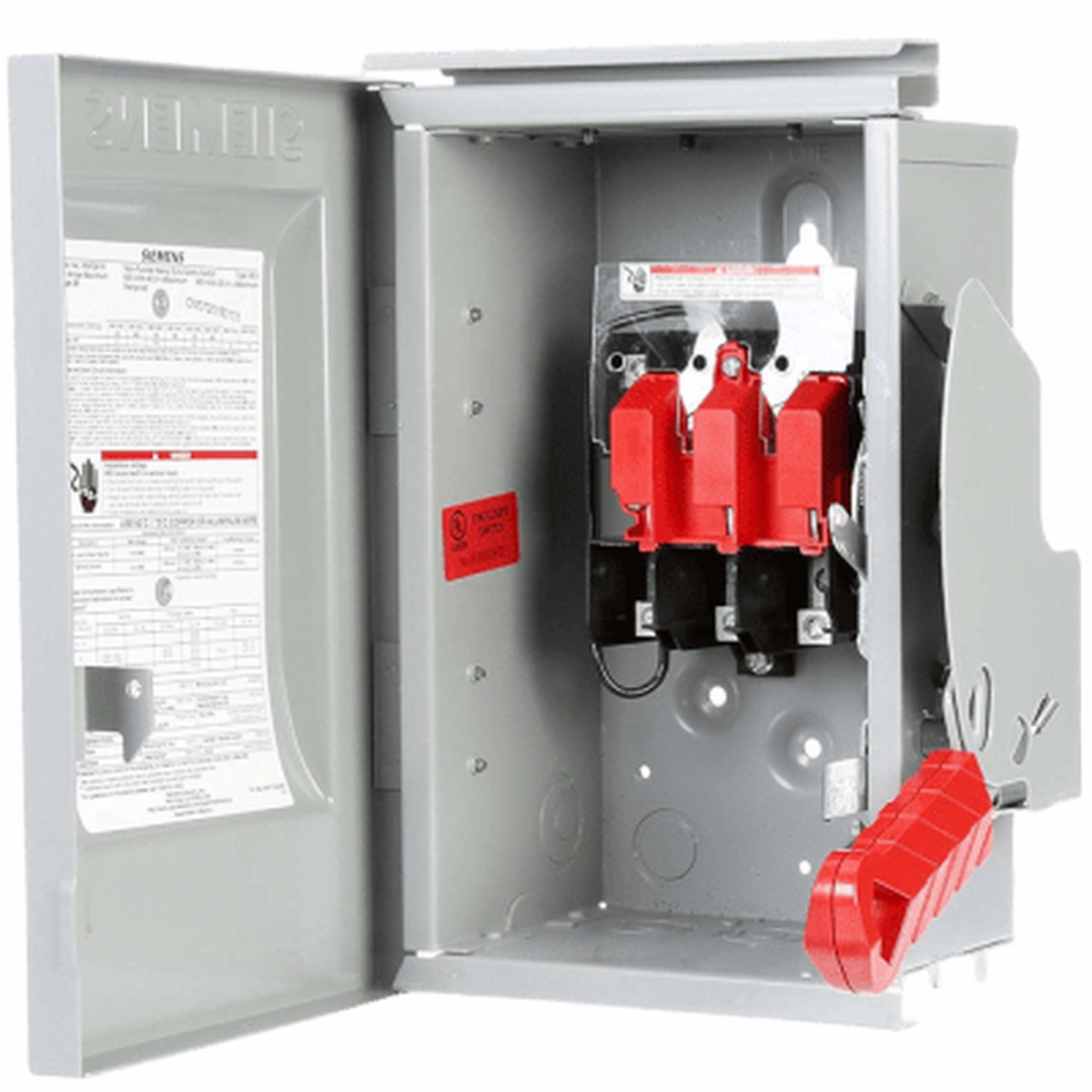 Interruptor de Seguridad HNF363, 600Vca, 3 polos, 100 Amp, sin portafusibles, Nema 1.