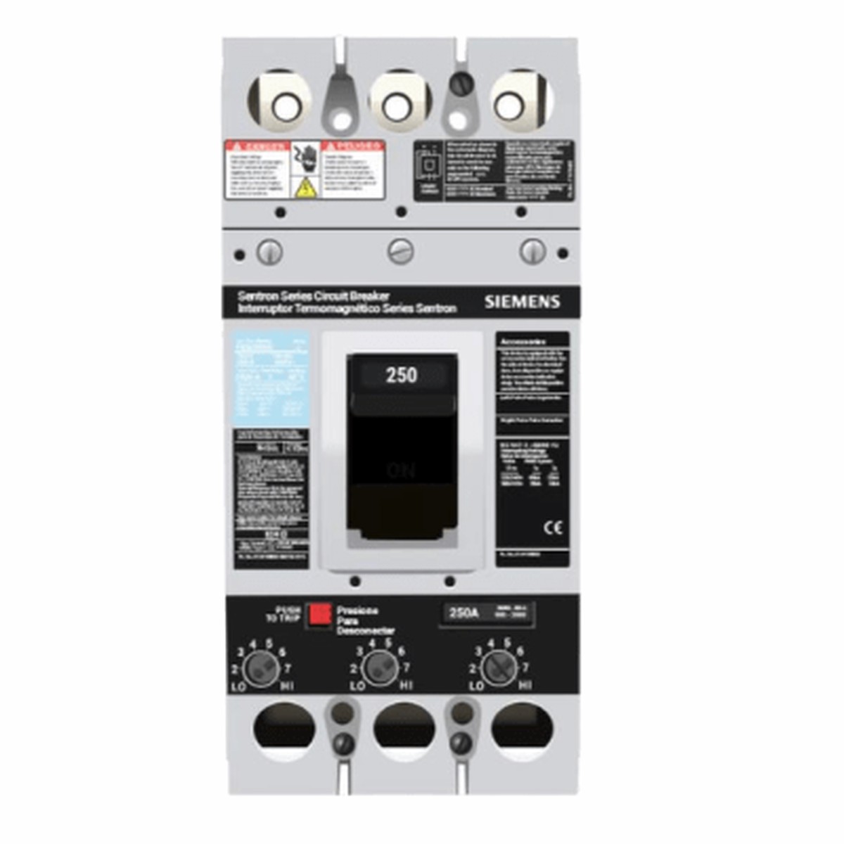 Interruptor Termomagntico 600V 3X250A, Con zapatas principales.