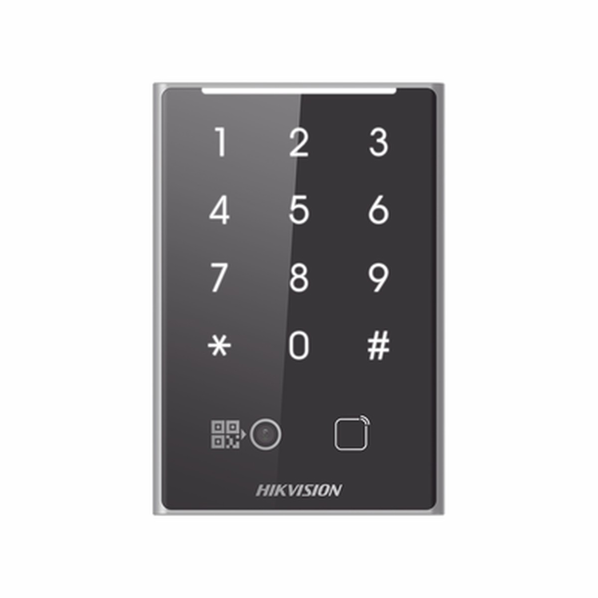 Lector de Tarjetas PROX EM y de Cdigos QR / Teclado para Contrasea / Compatible con Controladores DSK2600 Series Hikvision / Comunicacin RS485 y WIEGAND / IP65