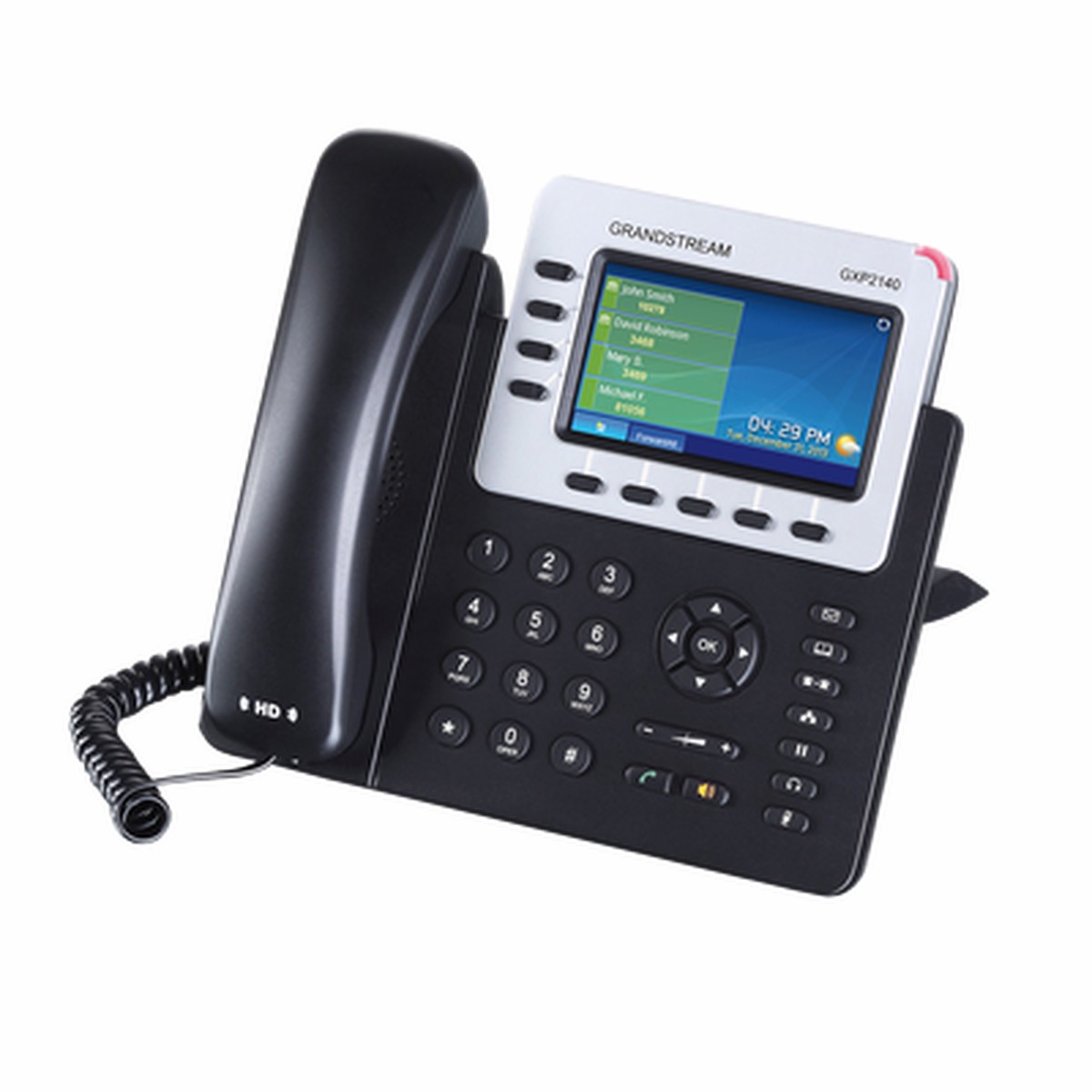 Telfono IP Empresarial para 4 lneas. Puede agregar hasta 160 BLF (teclas de marcacin rpida) con cuatro GXP2200EXT