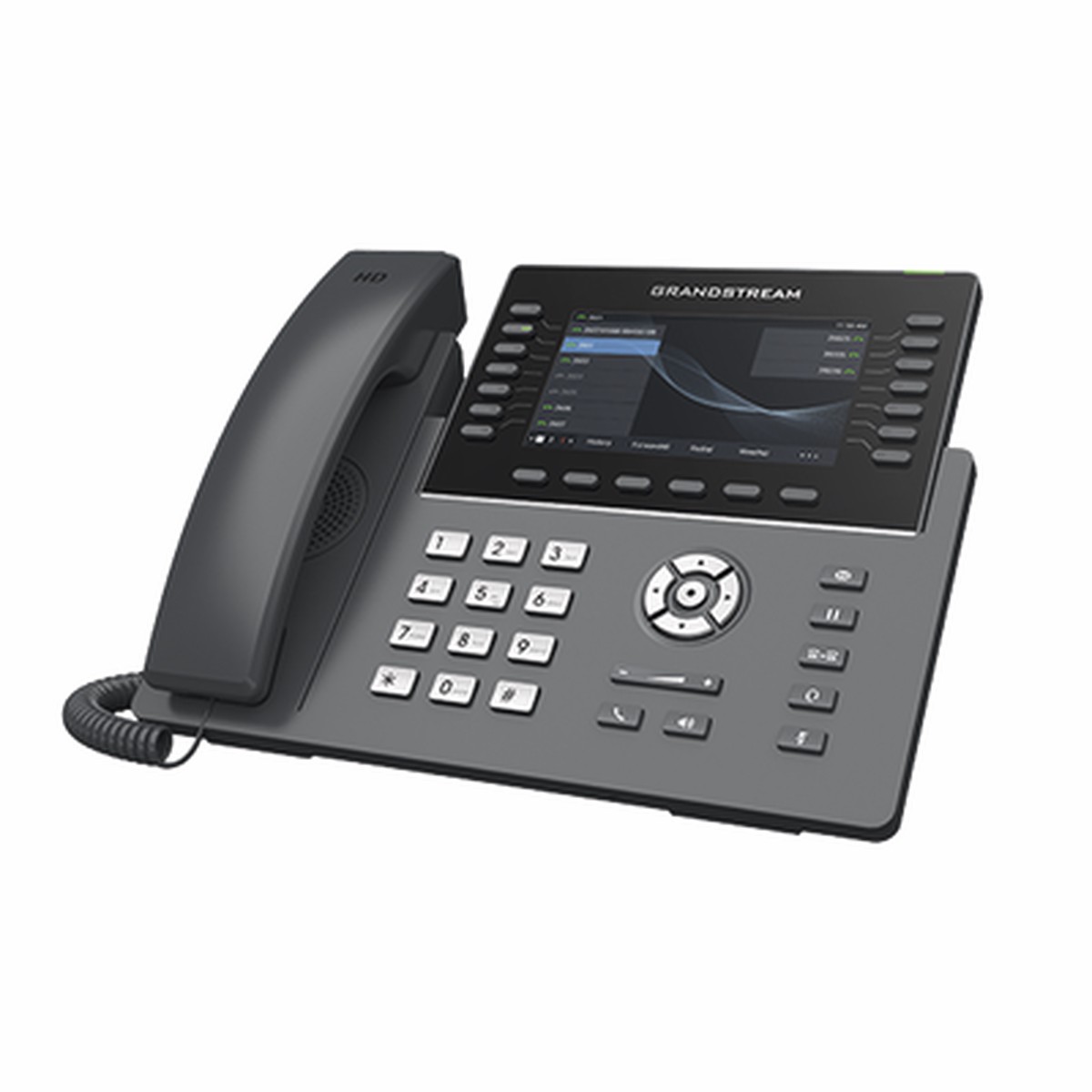 Telfono IP Wi-Fi, Grado Operador, 14 lneas SIP con 6 cuentas, pantalla LCD 5", puertos Gigabit, Bluetooth, PoE, codec Opus, IPV4/IPV6 con gestin en la nube GDMS