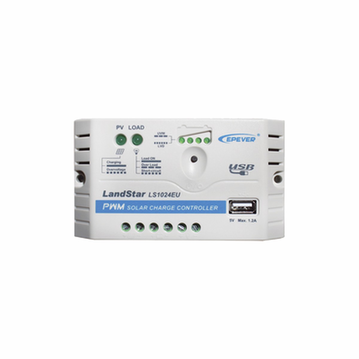 Controlador Solar PWM / 10A / 12/24V / Puerto USB / Indicadores LED / Tierra Positivo Comn