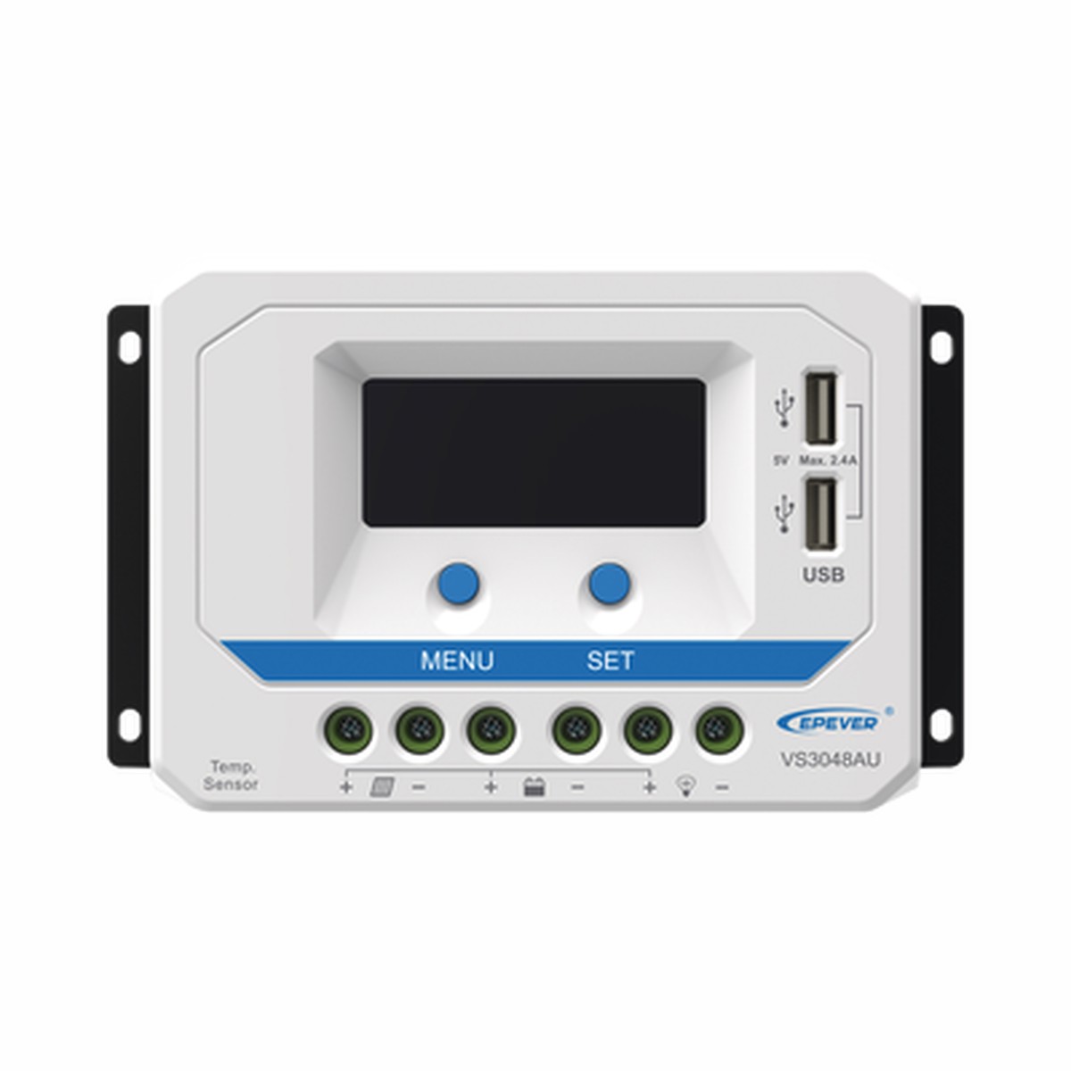 Controlador Solar PWM / 30A / 12/24V/36/48V / Doble USB / Pantalla LCD / Tierra Positivo Comn