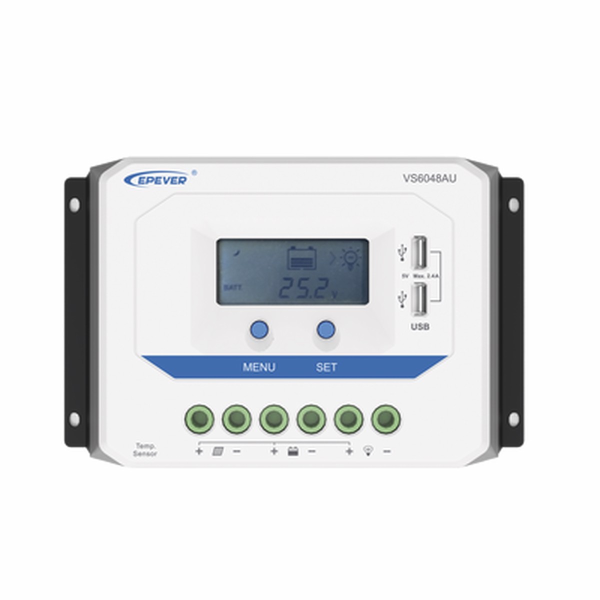 Controlador Solar PWM / 60A / 12/24V/36/48V / Doble USB / Pantalla LCD / Tierra Positivo Comn