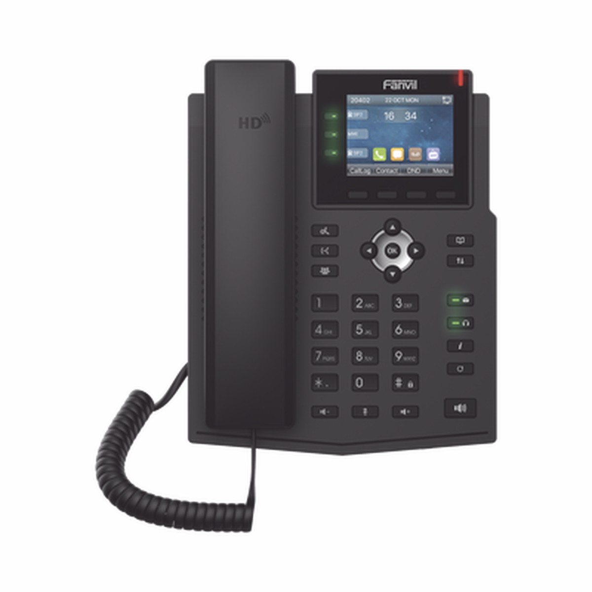 Telfono IP / 6 Lneas SIP / Pantalla LCD a Color 2.8" / Audio HD G.722 y Opus / Conferencia 3 Vas / Puertos Gigabit / PoE 802.3af / OpenVPN