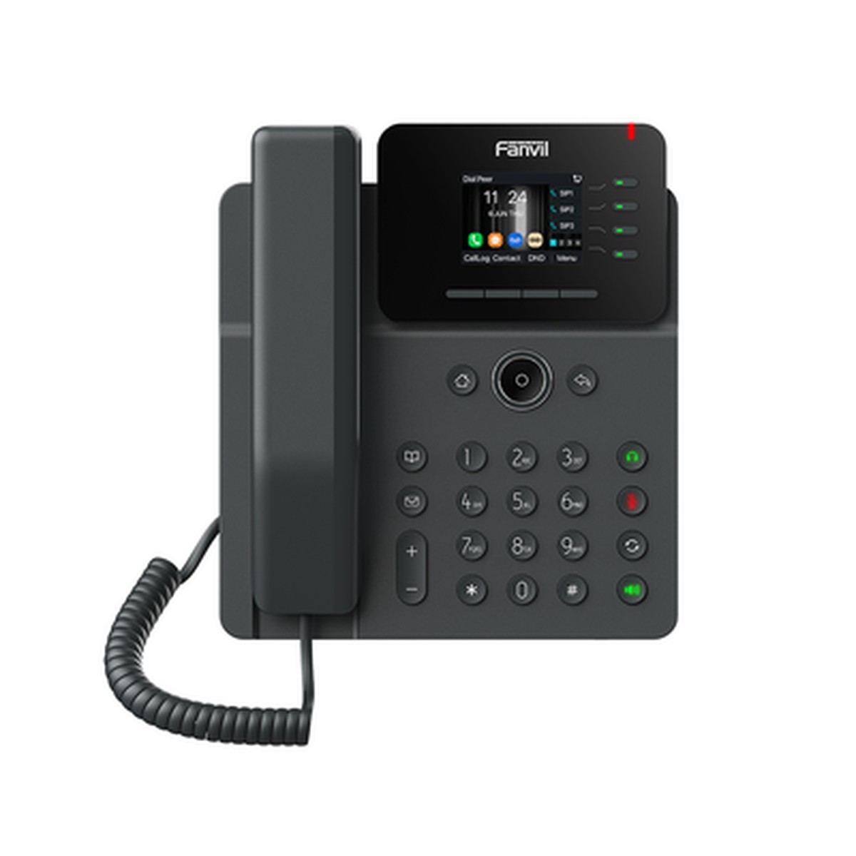 Telfono IP Empresarial, 4 lneas SIP, pantalla a color 2.4", PoE, puertos Gigabit, conferencia local de 6 vas.