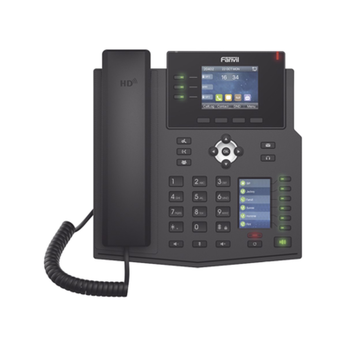 Telfono IP Empresarial con Estndares Europeos, 12 lineas SIP con pantalla a color, 30 teclas DSS/BLF, puertos Gigabit, IPv6, Opus , PoE/DC