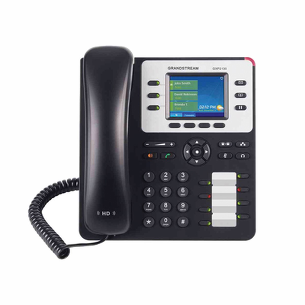 Telfono IP Empresarial de 3 Lneas con 4 teclas de funcin, 8 teclas de extensin BLF y conferencia de 4 vas. PoE