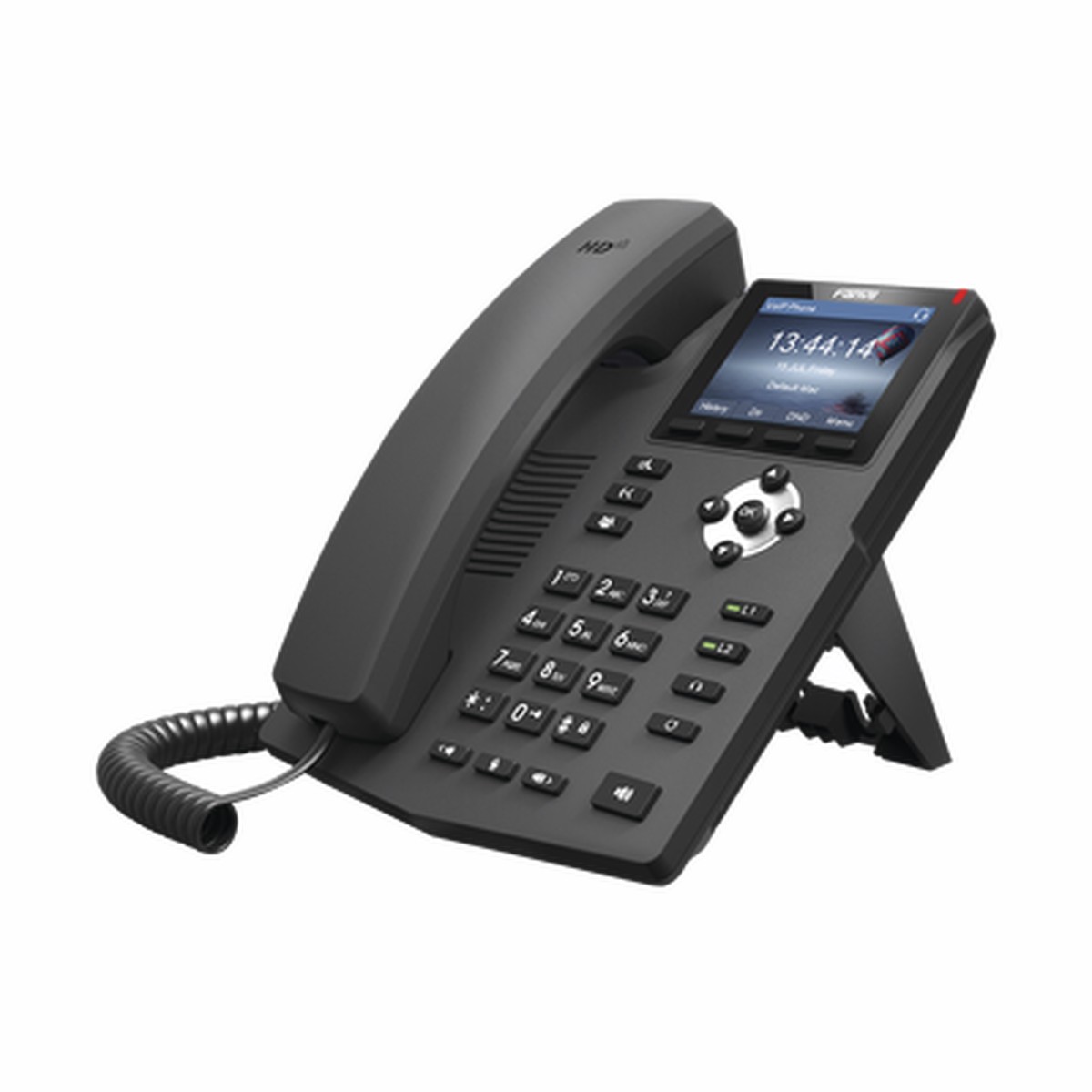 Telfono IP empresarial para 2 lineas SIP con pantalla LCD de 2.8 pulgadas a color, puertos Gigabit y conferencia de 3 vas, PoE
