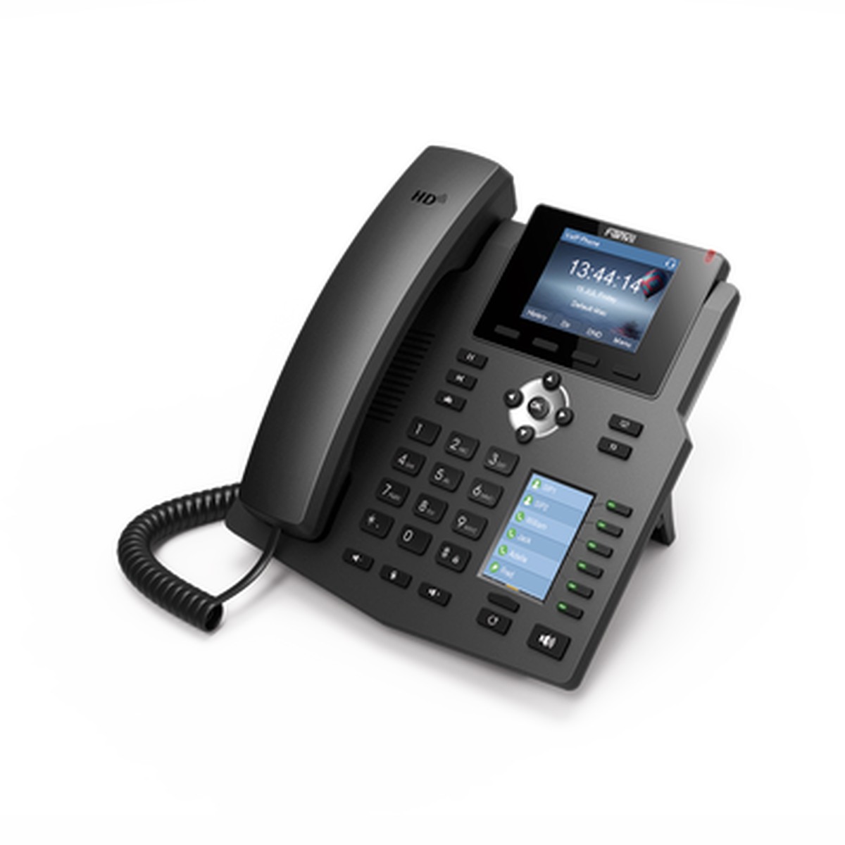 Telfono IP empresarial para 4 Lneas SIP con 2 pantallas LCD, 6 teclas BLF/DSS, puertos Gigabit y conferencia de 3 vas, PoE