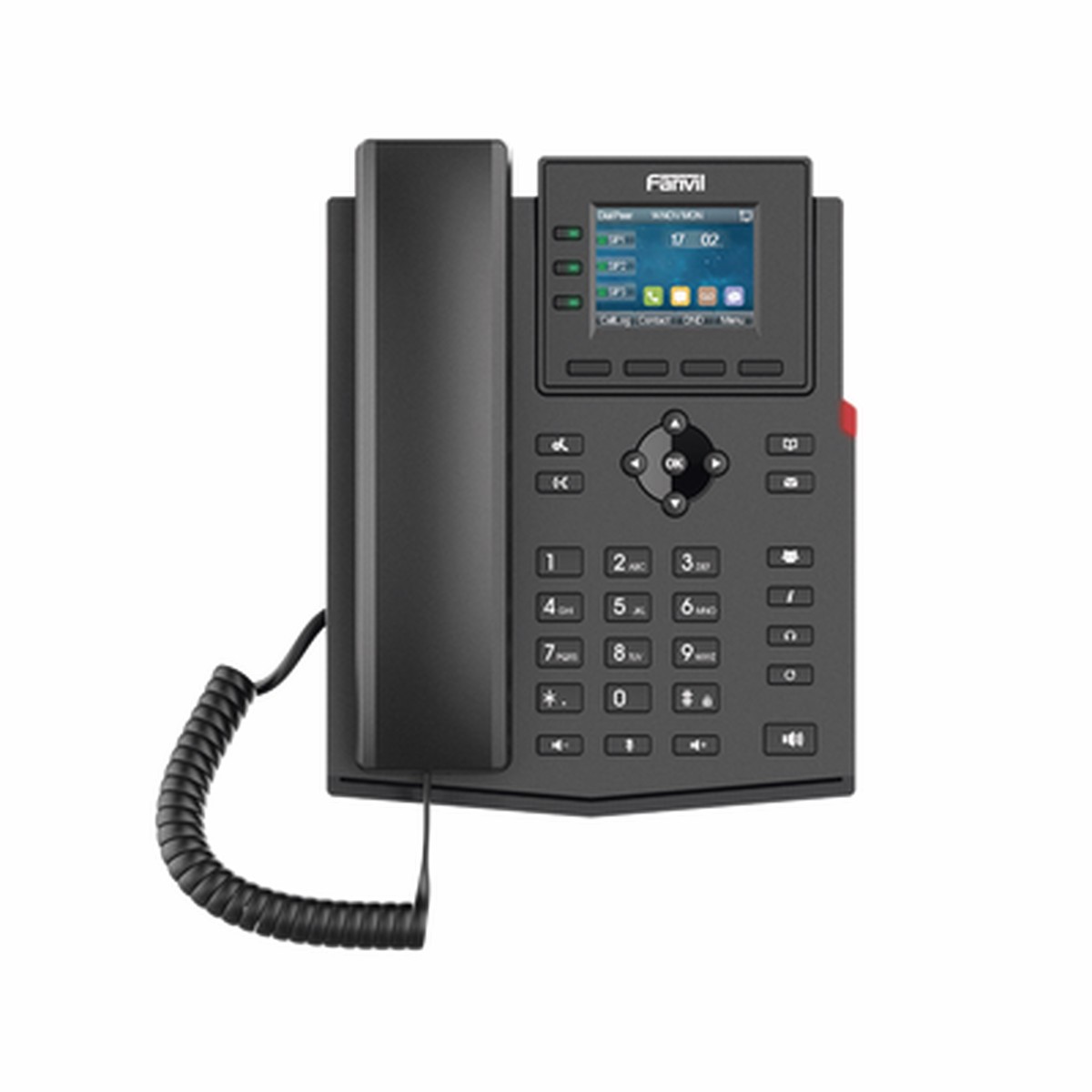 Telfono IP empresarial para 4 lneas SIP con pantalla LCD de 2.4 pulgadas a color, Opus y conferencia de 3 vas, PoE.