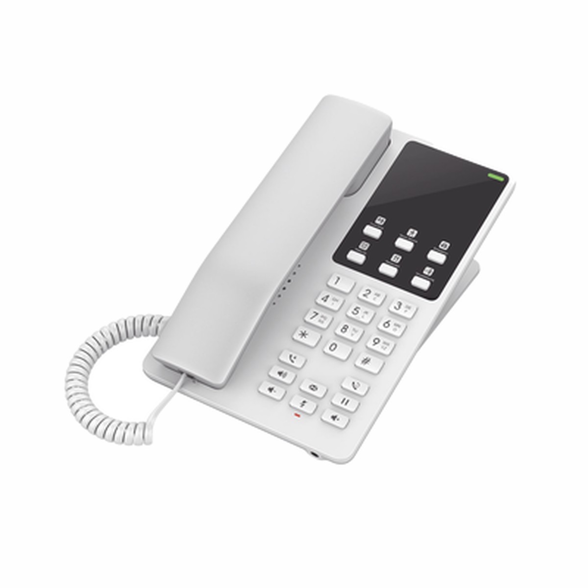 Telfono IP Hotelero Wi-Fi, 2 lneas SIP con 2 cuentas, codec Opus, IPV4/IPV6, color blanco, con gestin en la nube GDMS
