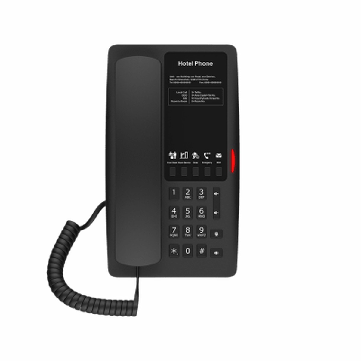 Telfono IP Hotelero Wi-Fi 6 / 2 Lneas SIP / Doble Banda 2.4/5 GHz / 5 Teclas Programables / Puerto USB-A / PoE 802.3af / Diseo Negro