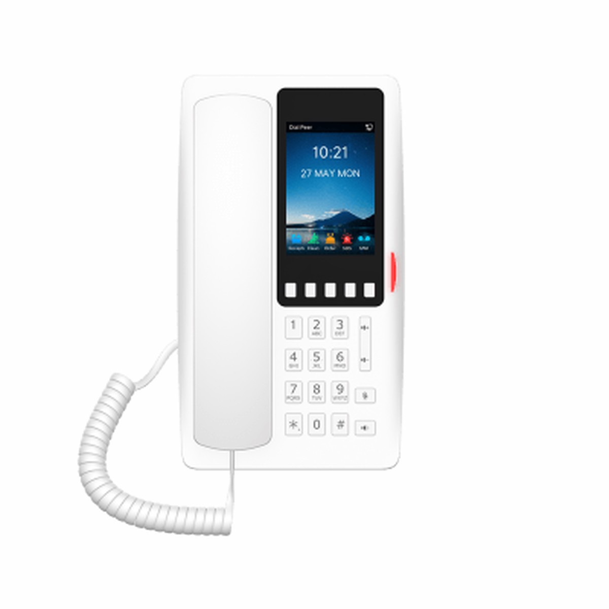 Telfono IP Hotelero Wi-Fi 6 / Pantalla IPS 3.5" 320x480 / 2 Lneas SIP / 5 Teclas Programables / Puerto USB-A / PoE 802.3af / Audio HD / Diseo Blanco