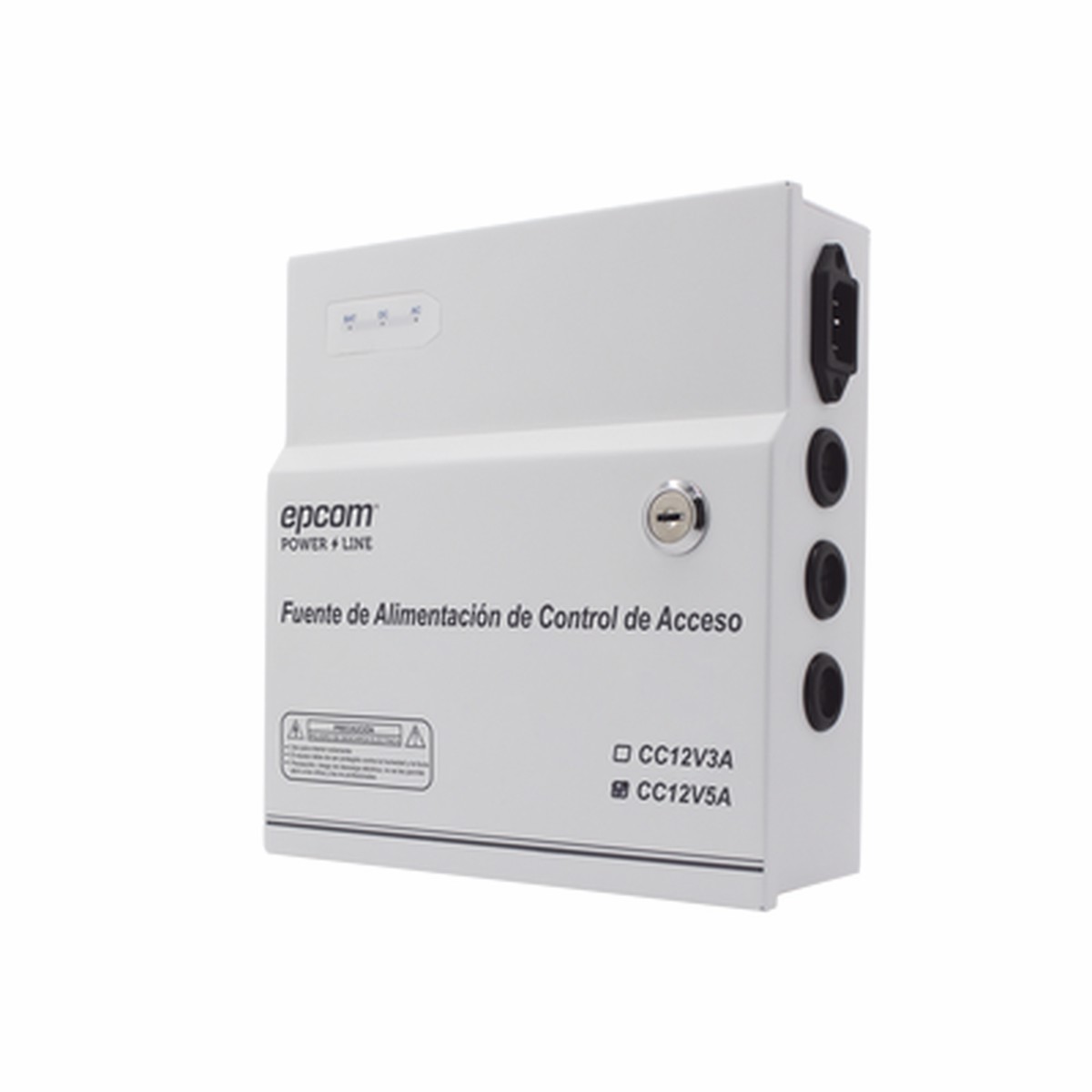 Fuente de Poder / 1 Salida 11-15 Vcc / 5 A / Temporizador Integrado / Con Capacidad de Batera de Respaldo / Requiere Batera / Aplicaciones en sistemas de control de Acceso