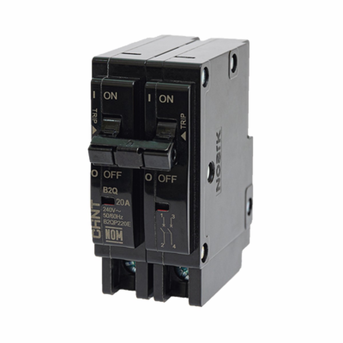 Interruptor Termomagntico Enchufable, Serie: B2Q, 2P, 20A, 240V (SKU:1002279)