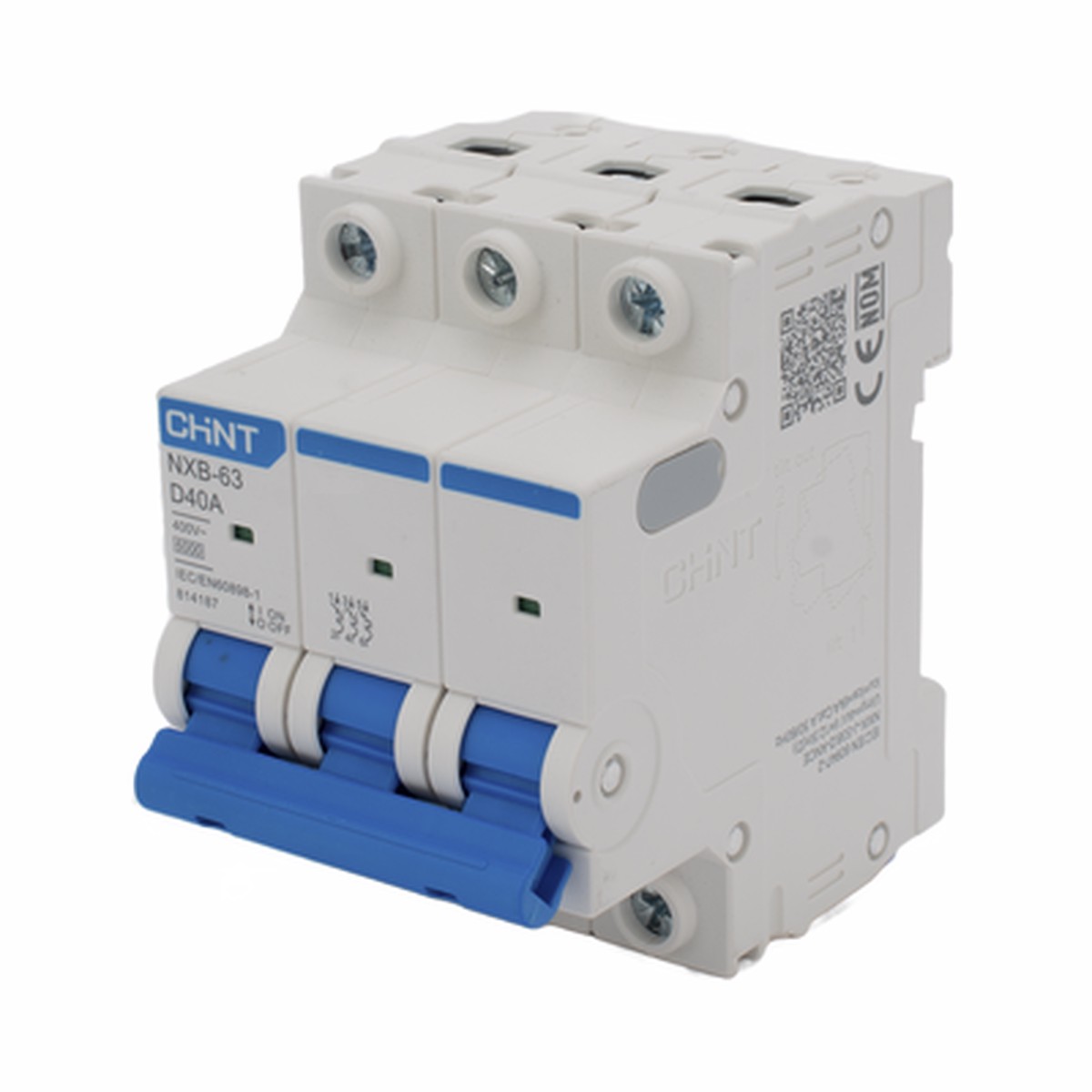 Pastilla para Riel Din, 3 Polos, 40 Amp, Vca:110/415v, 6kA, Catlogo: NXB633PD40.