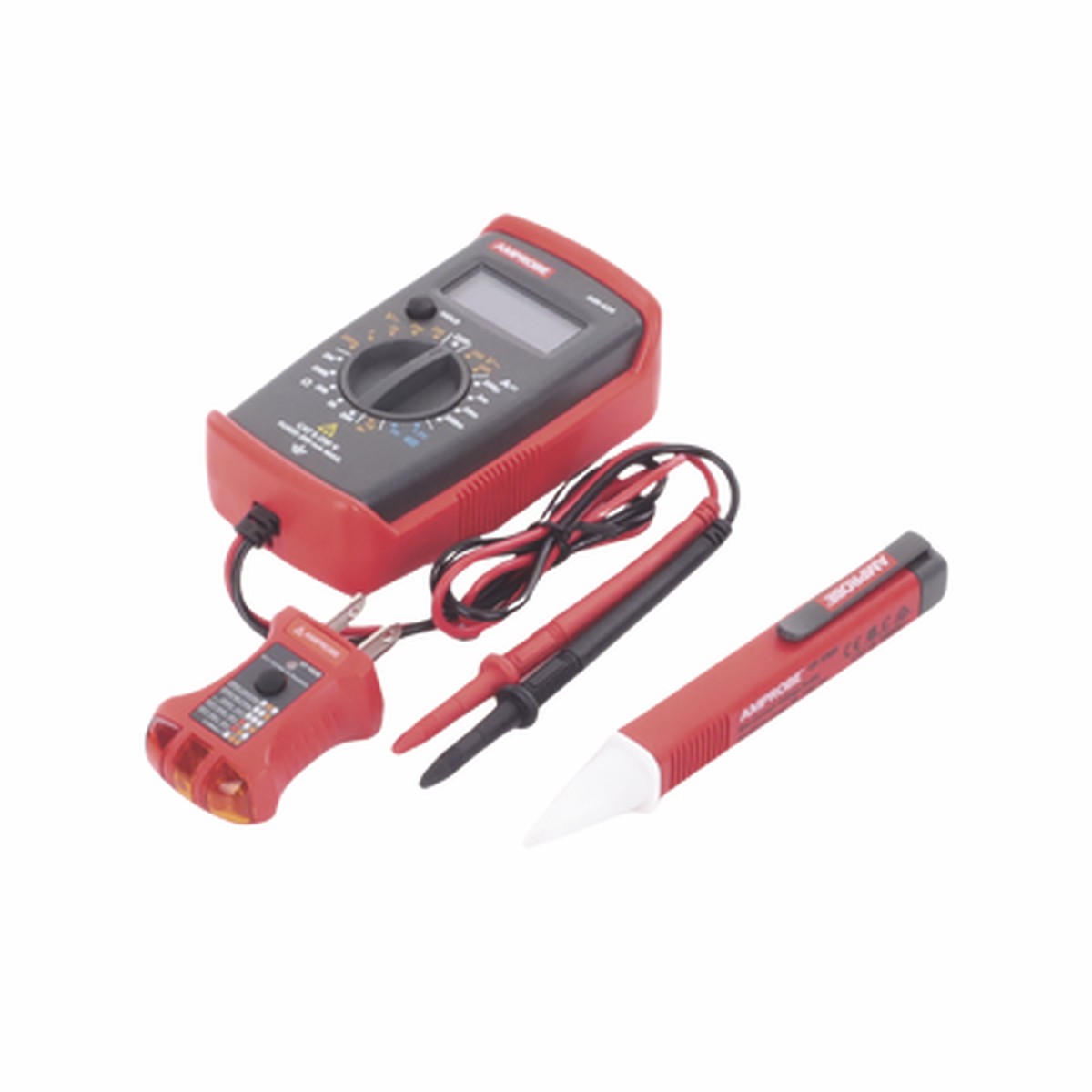 KIT Bsico 3 en 1 con Multmetro Digital + Detector de Tensin sin Contacto + Comprobador de Fase GFCI