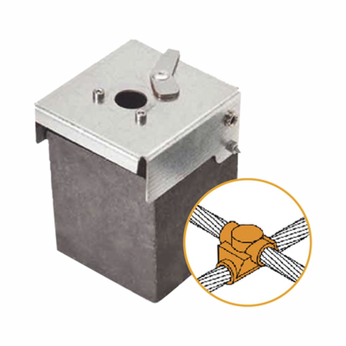 Molde de Grafito Horizontal Unin en Cruz / Cable 4/0 AWG (120 mm) / 50 Soldaduras / Acero Electrogalvanizado / Normativa UNE 21186
