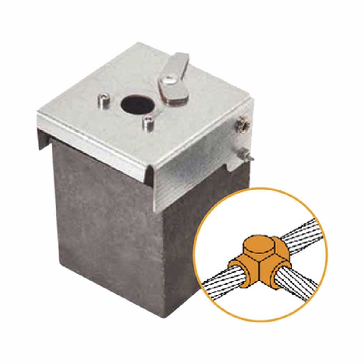 Molde de Grafito Horizontal Unin en T / Cable 2/0 AWG (70 mm) / 70 Soldaduras / Acero Electrogalvanizado / Normativa UNE 21186