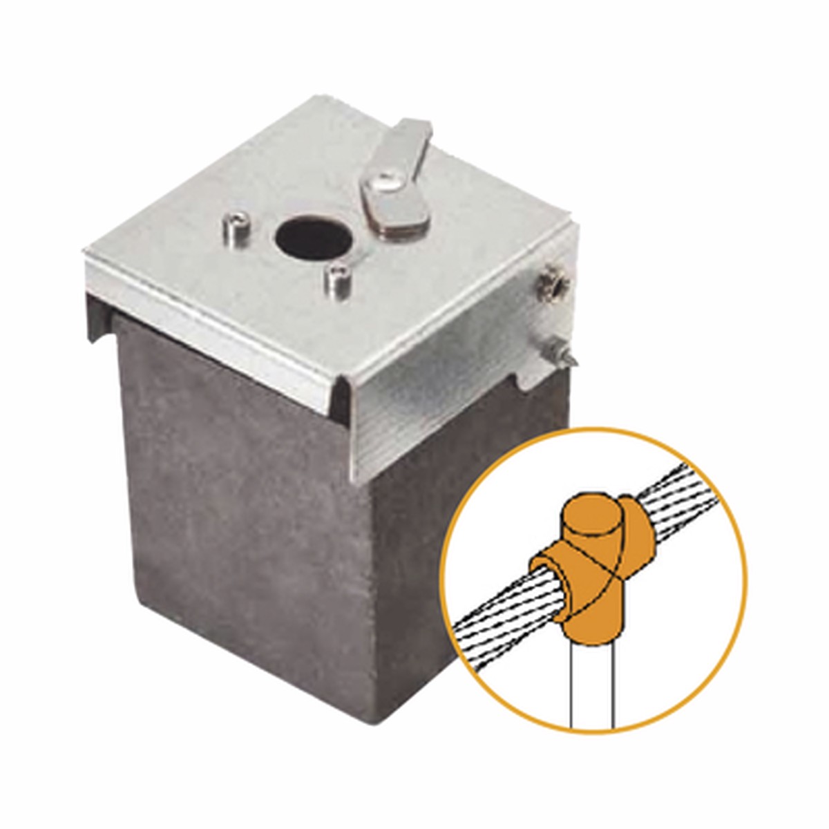 Molde de Grafito Vertical Unin en T / Cable 2/0 AWG a Pica 5/8 in / 70 Soldaduras / Acero Electrogalvanizado / Normativa IEC 62305