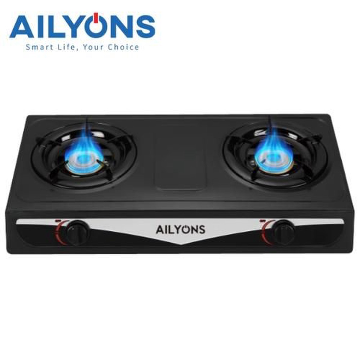 AILYONS GS013-3 Stainless Steel Double Burner Gas Cooker Table Top Stove  Durable Design, Fast Heating & Easy Cleaning