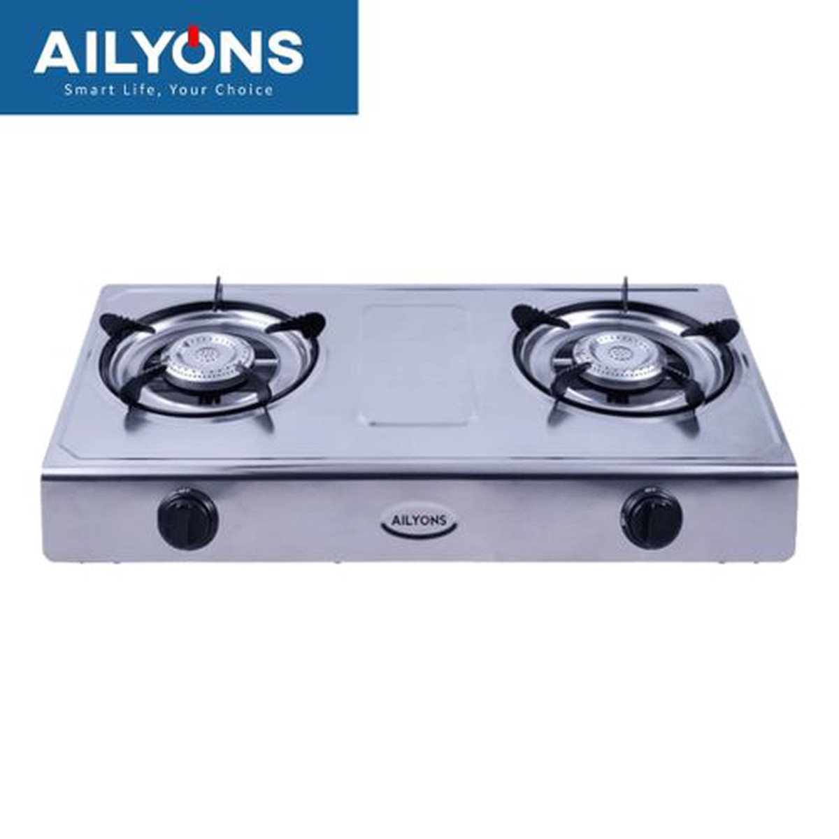 AILYONS GS017 Gas Cooker Double Burner Stainless Steel Table Top  Durable Stainless Steel, Fast Cooking & Easy Cleaning