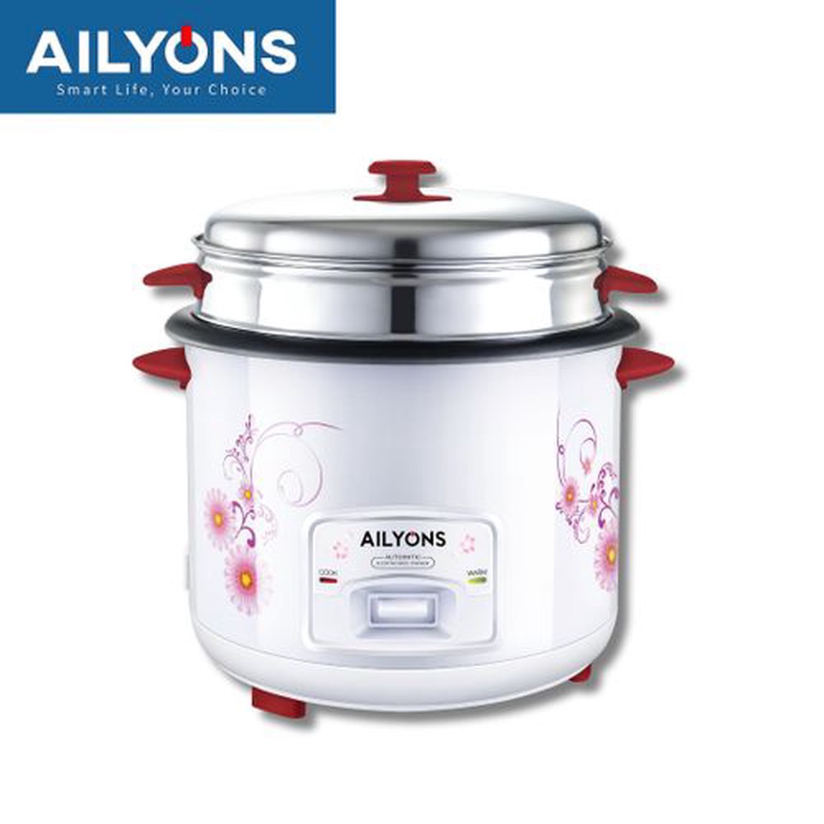 AILYONS RCX-22B01 3-In-1 Deluxe 2.2L Automatic Electric Rice Cooker  Fast Cooking, Keep-Warm Function & Durable Non-Stick Pot